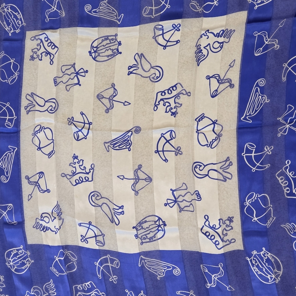 Vibrant Blue Cute Patterned Scarf